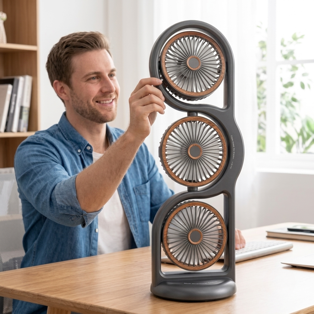 Bærbar Ventilator med Tre Blæsere 0
