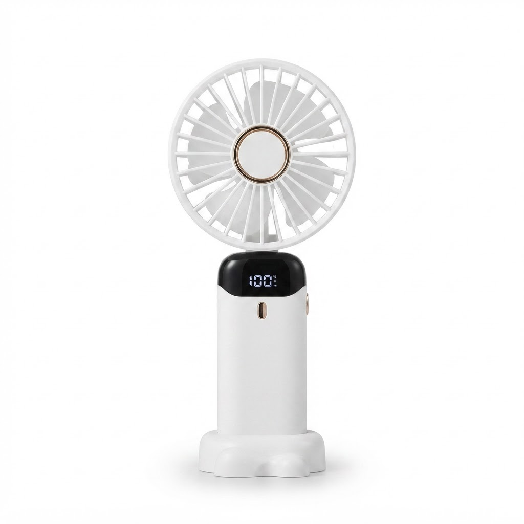 Bærbar håndholdt ventilator – 5000mAh genopladelig miniventilator, 90° foldbar, 5 hastigheder, LED digitalt display, USB personlig luftkøler 1