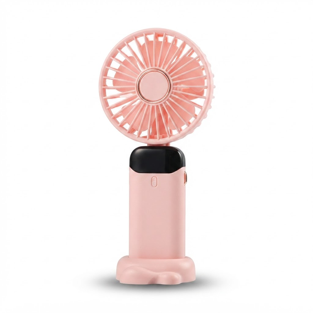 Bærbar håndholdt ventilator – 5000mAh genopladelig miniventilator, 90° foldbar, 5 hastigheder, LED digitalt display, USB personlig luftkøler 4