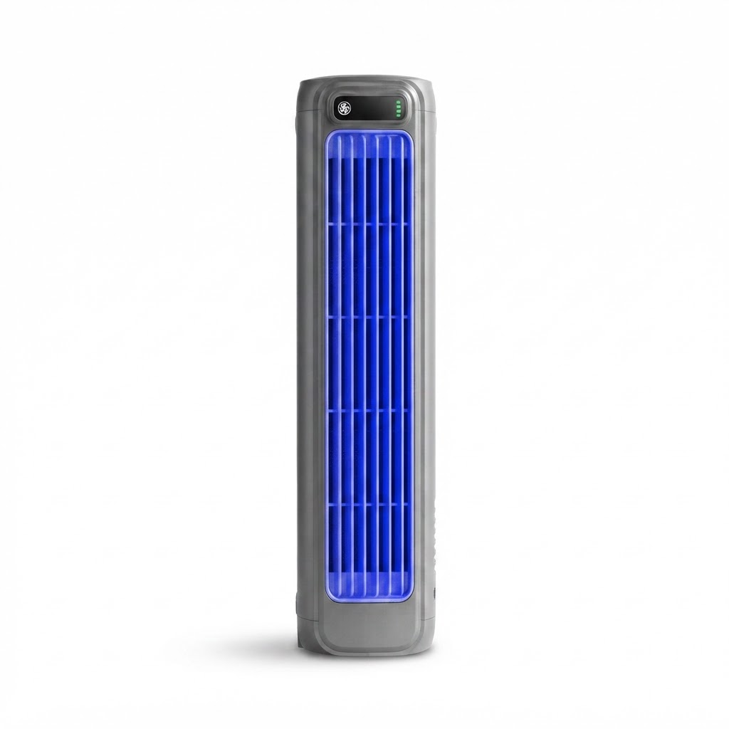Bærbar tårnventilator – 2000mAh stille, bladløs cirkulationsventilator, vægmonteret og stationær køleventilator, 3 hastigheder 0