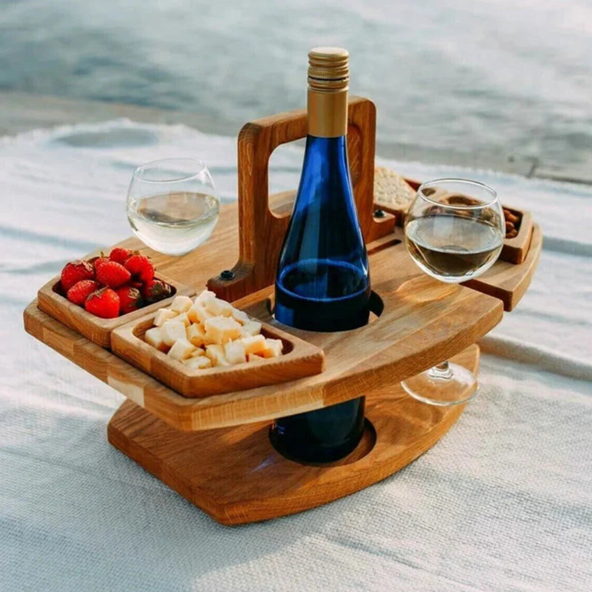 MEELANO Bærbart træpicnic vinbord Default