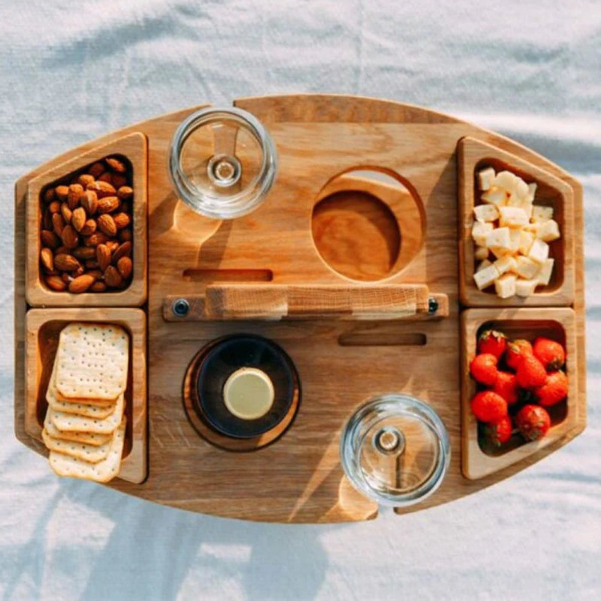 MEELANO Bærbart træpicnic vinbord