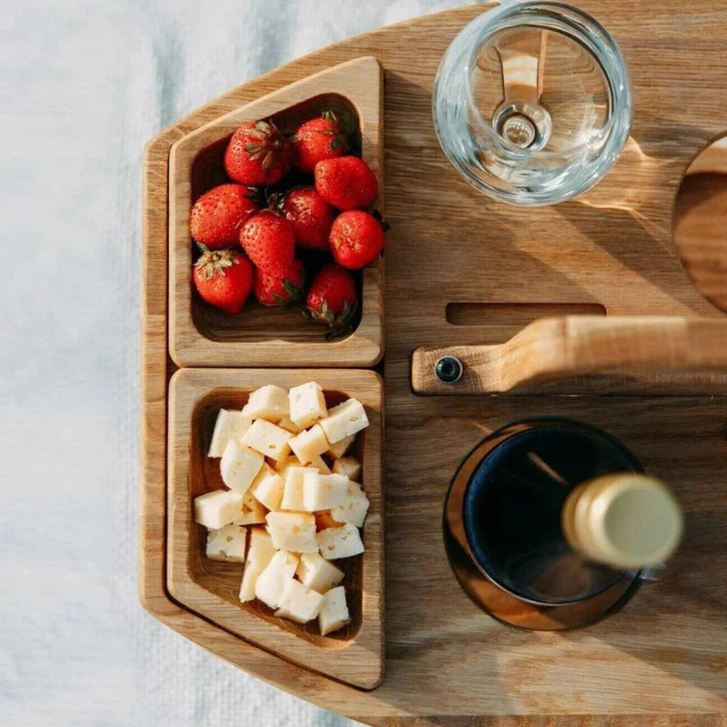 MEELANO Bærbart træpicnic vinbord