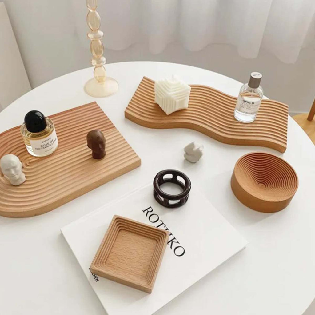MEELANO Bæredygtig Træ Serveringsbakke 40 cm x 30 cm Træ Fuld Sæt