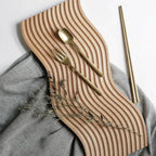 MEELANO Bæredygtig Træ Serveringsbakke 40 cm x 30 cm Træ Stil To