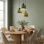 MEELANO Bauhaus Pendellampe i Farvet Glas – Højdejusterbar Loftlampe til Spisebord & Køkkenø, Farvet Glas i 6 Farver