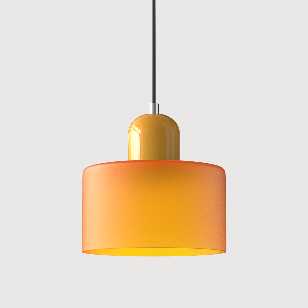 MEELANO Bauhaus Pendellampe i Farvet Glas – Højdejusterbar Loftlampe til Spisebord & Køkkenø, Farvet Glas i 6 Farver