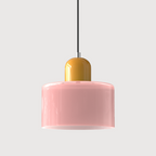 MEELANO Bauhaus Pendellampe i Farvet Glas – Højdejusterbar Loftlampe til Spisebord & Køkkenø, Farvet Glas i 6 Farver
