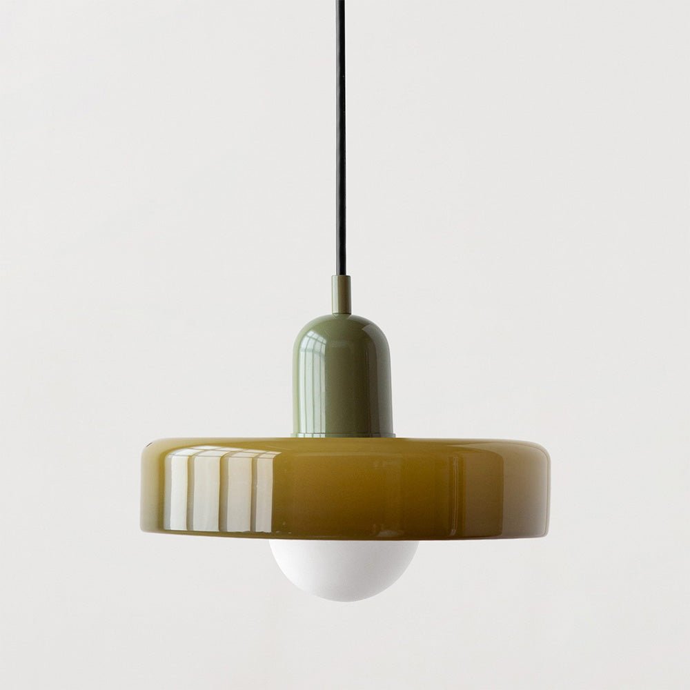 MEELANO Bauhaus pendellampe lavet af farvet glas til moderne interiør Grøn Grøn 25 x 18 cm