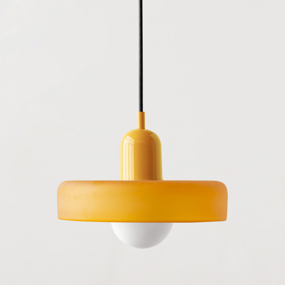 MEELANO Bauhaus pendellampe lavet af farvet glas til moderne interiør Iskgul Gul 25 x 18 cm