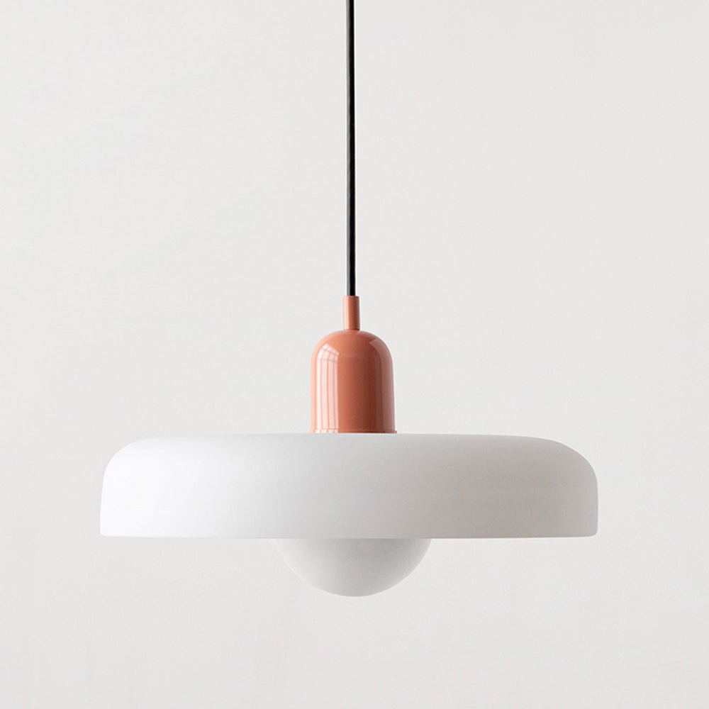 MEELANO Bauhaus pendellampe lavet af farvet glas til moderne interiør Hvid Lyserød 25 x 18 cm