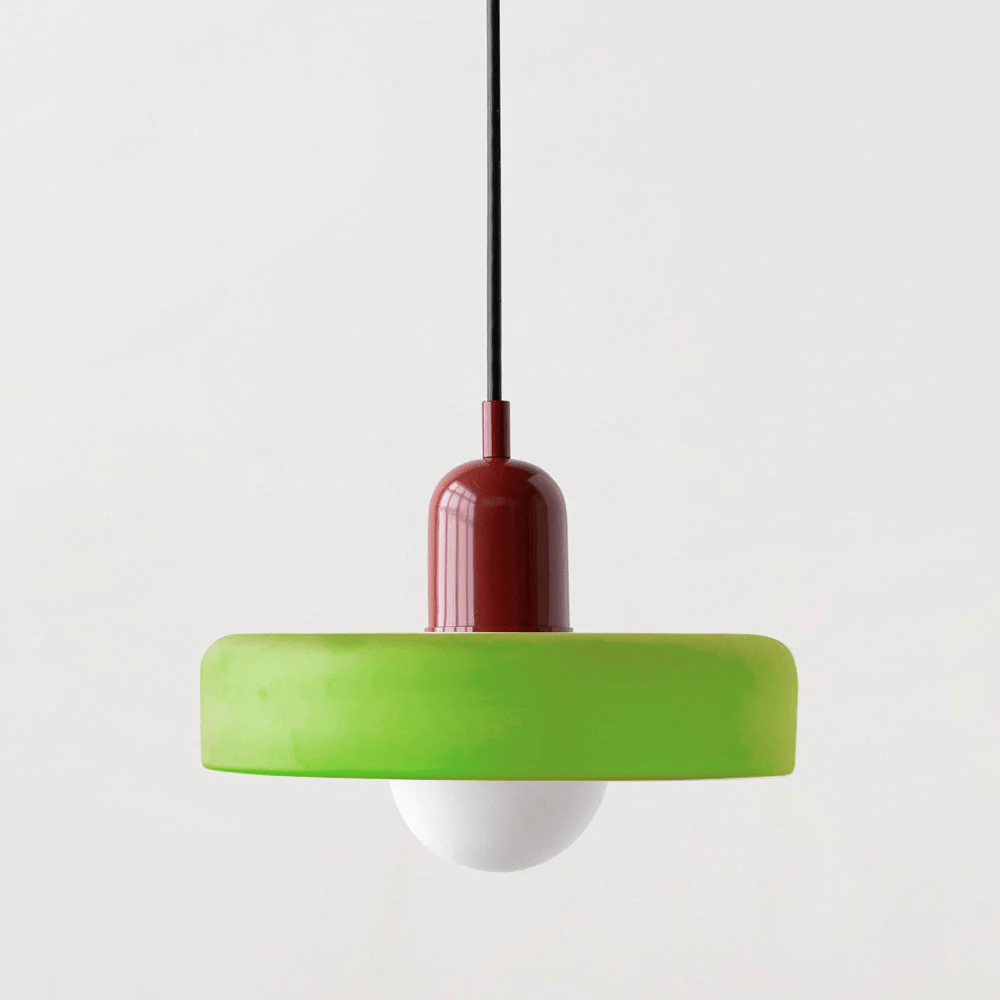 MEELANO Bauhaus pendellampe lavet af farvet glas til moderne interiør Ice Green Rød 25 x 18 cm
