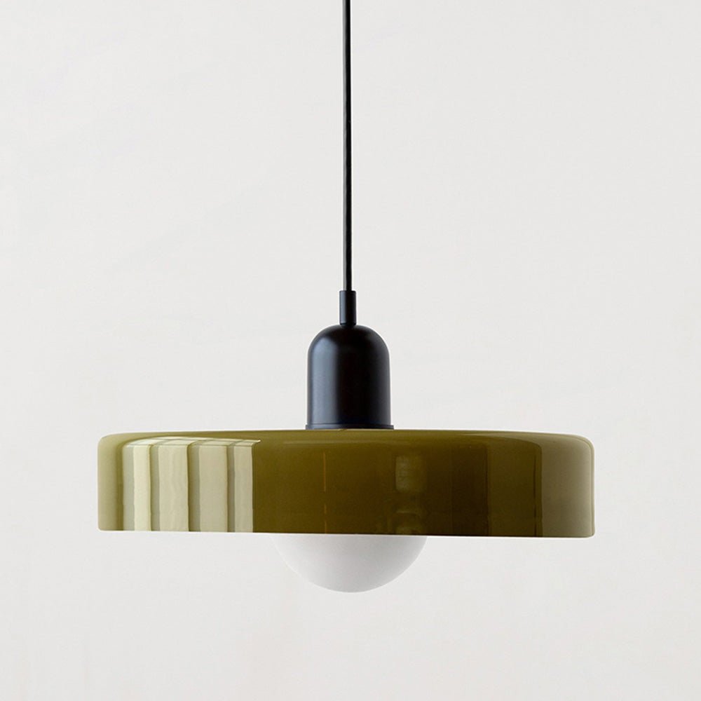 MEELANO Bauhaus pendellampe lavet af farvet glas til moderne interiør Grøn Sort 25 x 18 cm