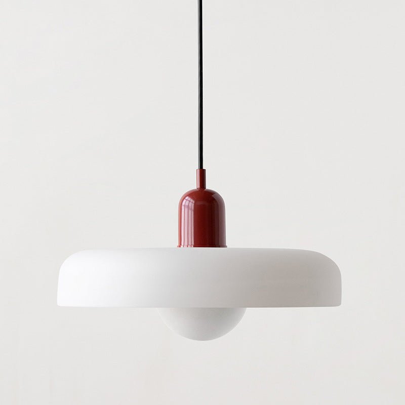 MEELANO Bauhaus pendellampe lavet af farvet glas til moderne interiør Hvid Rød 25 x 18 cm