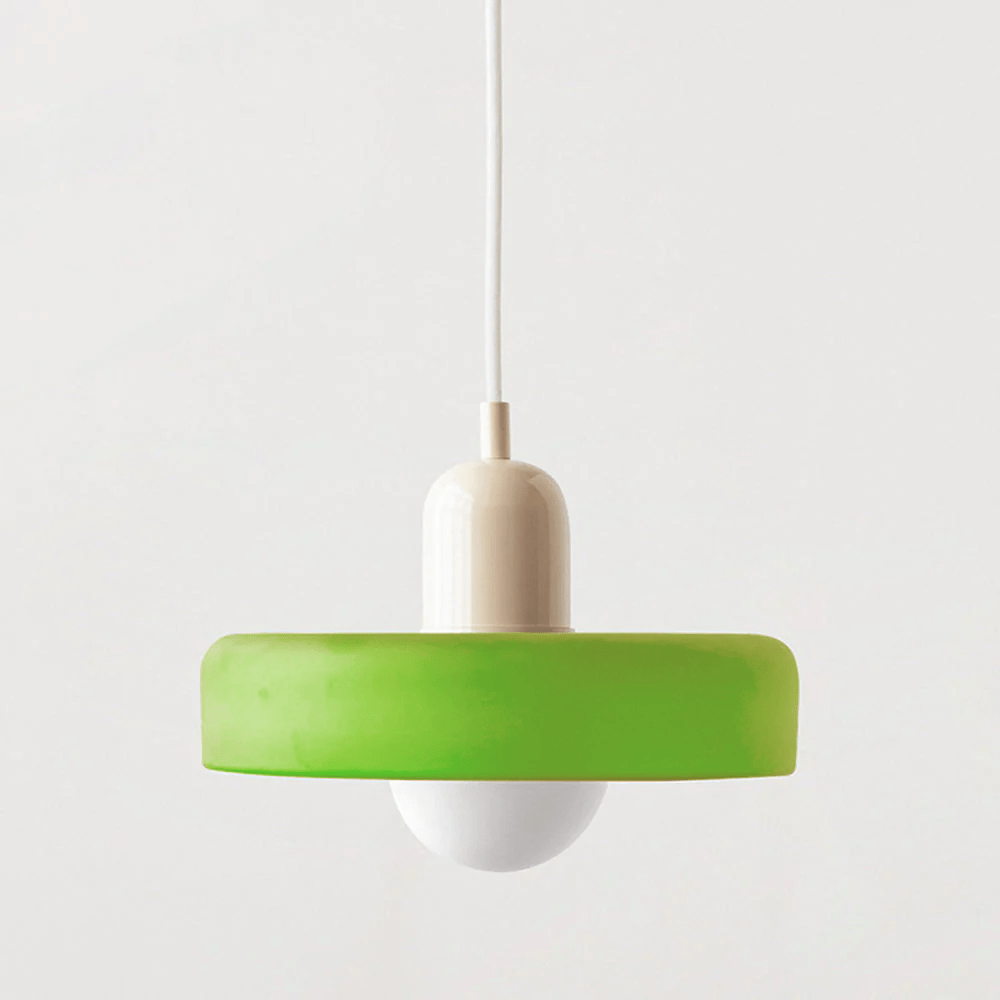MEELANO Bauhaus pendellampe lavet af farvet glas til moderne interiør Ice Green Beige 25 x 18 cm