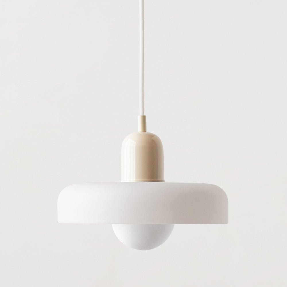 MEELANO Bauhaus pendellampe lavet af farvet glas til moderne interiør Hvid Beige 25 x 18 cm