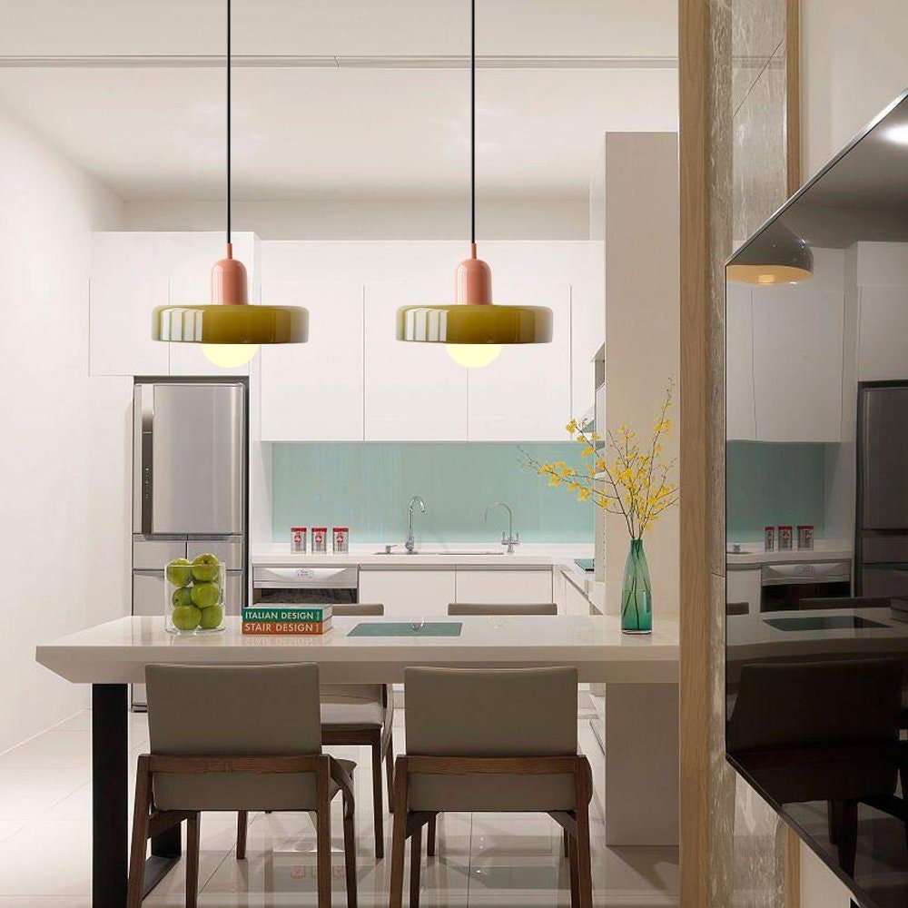 MEELANO Bauhaus pendellampe lavet af farvet glas til moderne interiør