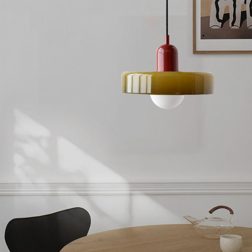 MEELANO Bauhaus pendellampe lavet af farvet glas til moderne interiør