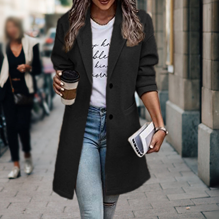 MEELANO Amore | Afslappet trenchcoat til kvinder | Lang sort