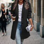 MEELANO Amore | Afslappet trenchcoat til kvinder | Lang sort