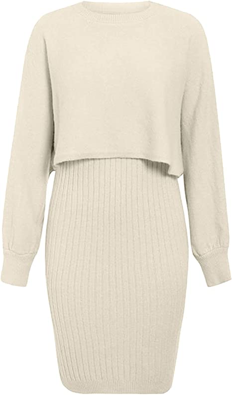 MEELANO Graviditetssæt – Graviditetskjole med Sweater, Stilfuldt & Komfortabelt Sæt til Vordende Mødre, Stræk, Onesize – Luna