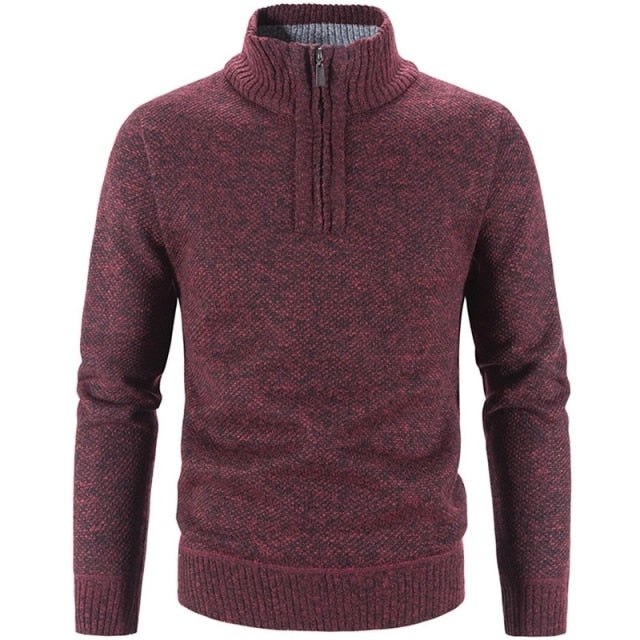 Bellivaro | Herre Halv-Lynlås Striktrøje | Varm og Stilren Pullover 1