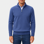 Bellivaro | Mænds Let Kvart-zip Striktrøje | Slank Pasform Pullover 1
