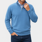 Bellivaro | Mænds Let Kvart-zip Striktrøje | Slank Pasform Pullover 10