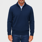 Bellivaro | Mænds Let Kvart-zip Striktrøje | Slank Pasform Pullover 3