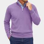Bellivaro | Mænds Let Kvart-zip Striktrøje | Slank Pasform Pullover 6