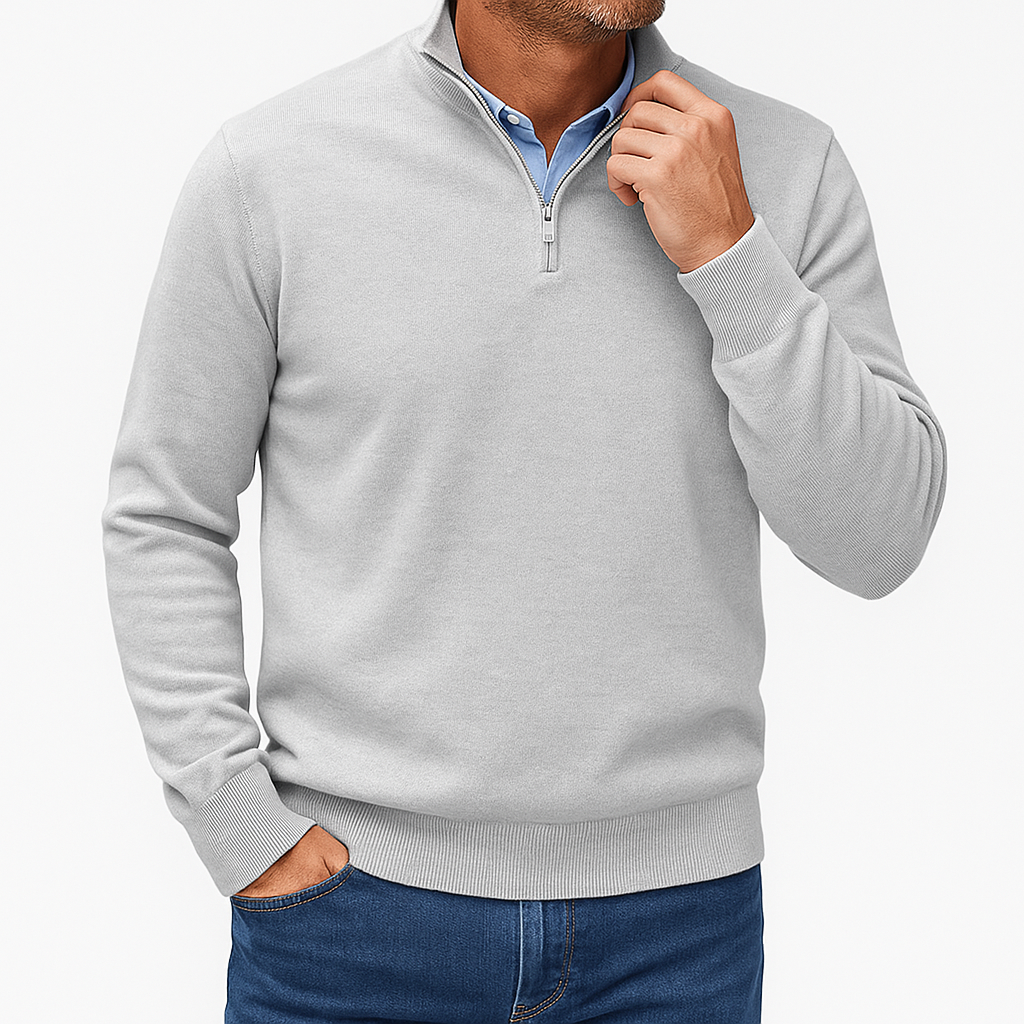 Bellivaro | Mænds Let Kvart-zip Striktrøje | Slank Pasform Pullover 8