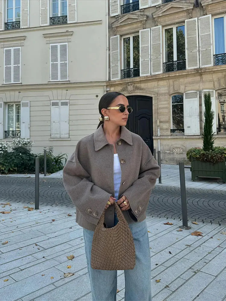 MEELANO Casual Løstsiddende Og Stilfuld Vinterjakke Med Komfort Khaki