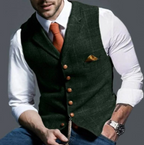 MEELANO Jannik | Herre Slim-Fit Habitvest - Elegant & Klassisk Dress Vest til Habit & Bryllup Mørkegrøn
