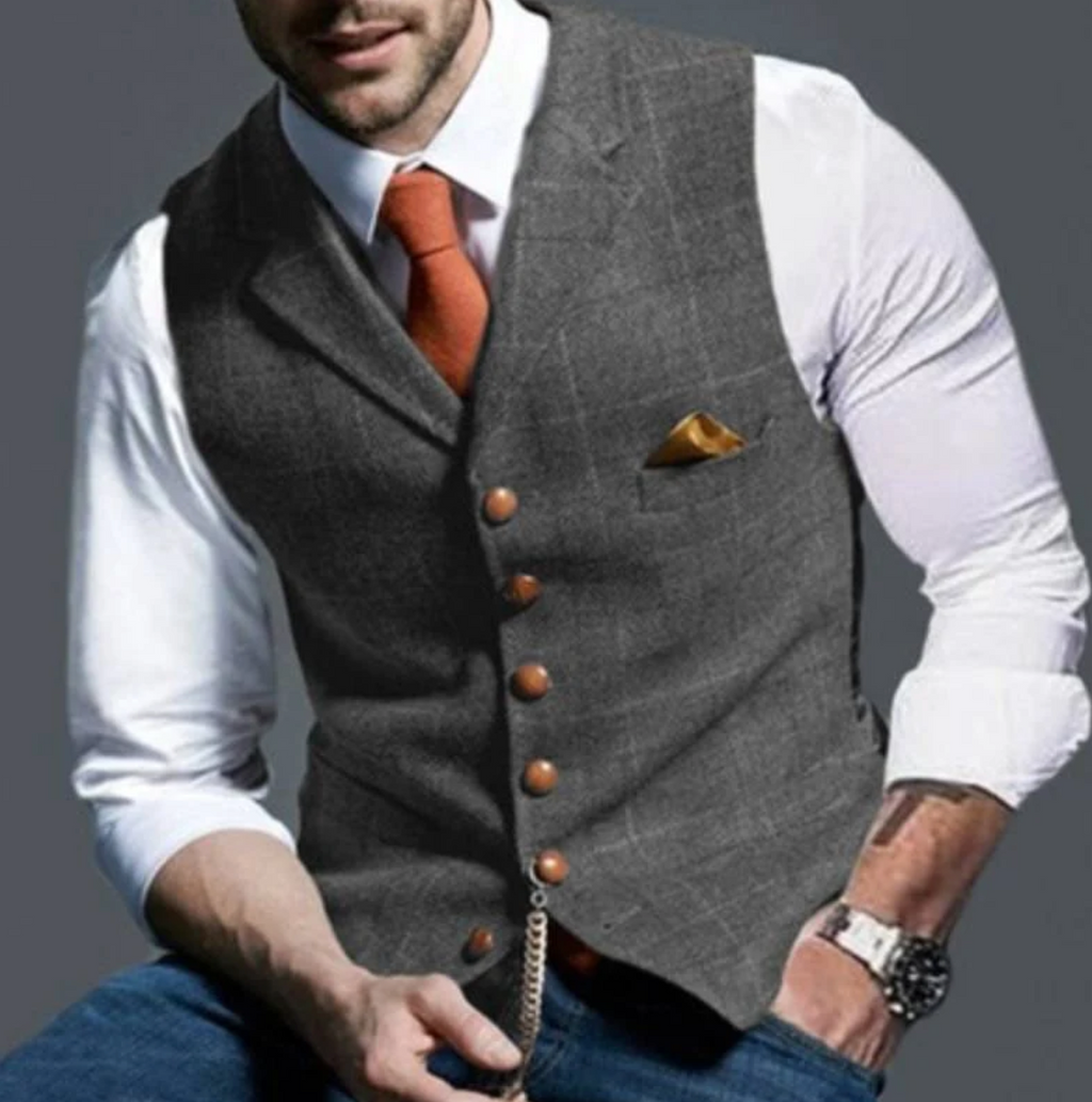 MEELANO Jannik | Herre Slim-Fit Habitvest - Elegant & Klassisk Dress Vest til Habit & Bryllup Grå