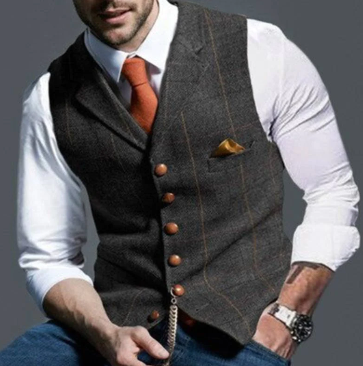 MEELANO Jannik | Herre Slim-Fit Habitvest - Elegant & Klassisk Dress Vest til Habit & Bryllup Mørkegrå