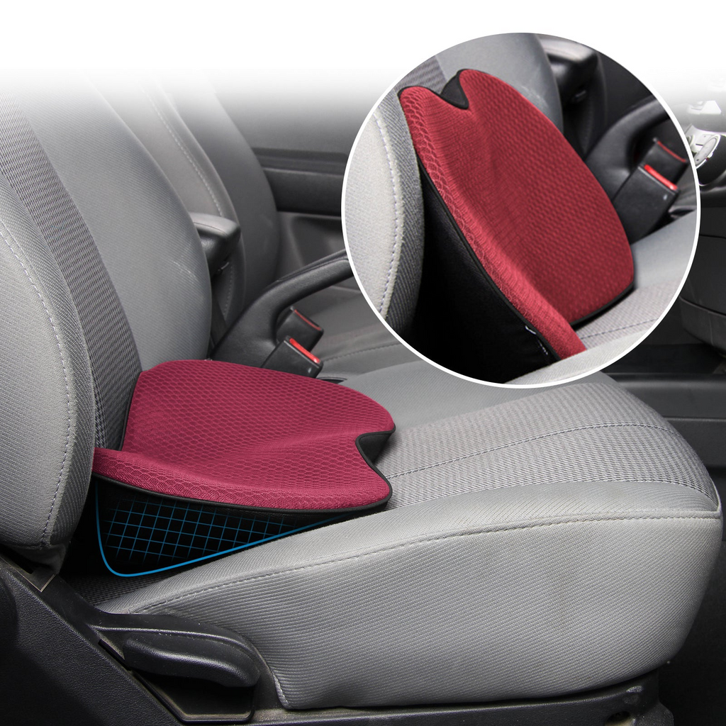 MEELANO Ergonomisk Bilsædepude til Voksne 8,6 cm Tykkelse - Booster Seat Hævepude til Førersæde for Bedre Udsyn & Komfort Rød