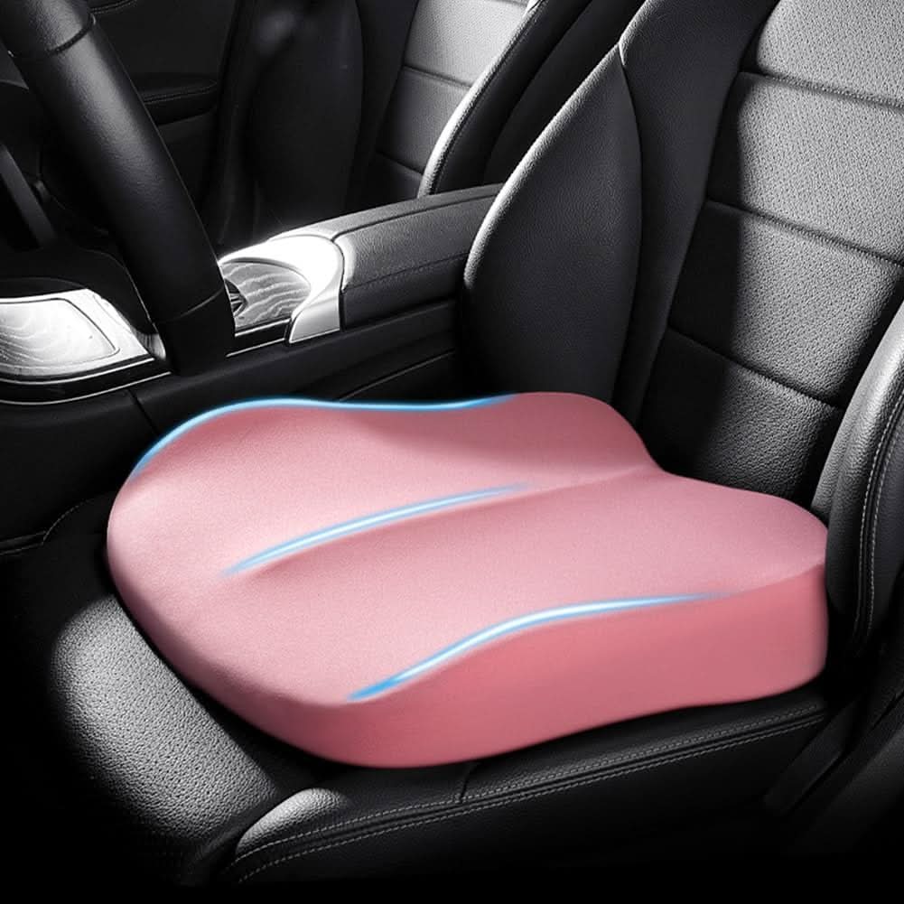 MEELANO Bilsædepude Til Voksne memory foam Med 7,6 cm Højdeforøgelse Lyserød