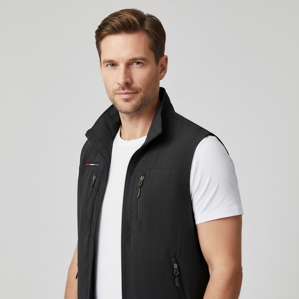 MEELANO Hermosa | Herre Ærmeløs Vest med Lynlås - Casual Polstret Dynevest & Fritidsvest