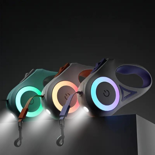 MEELANO Selvlysende Hundesnor med Lommelygte – LED Hundesnor op til 5 m, Synlig i Mørke, 3 Farver – GlowGuard
