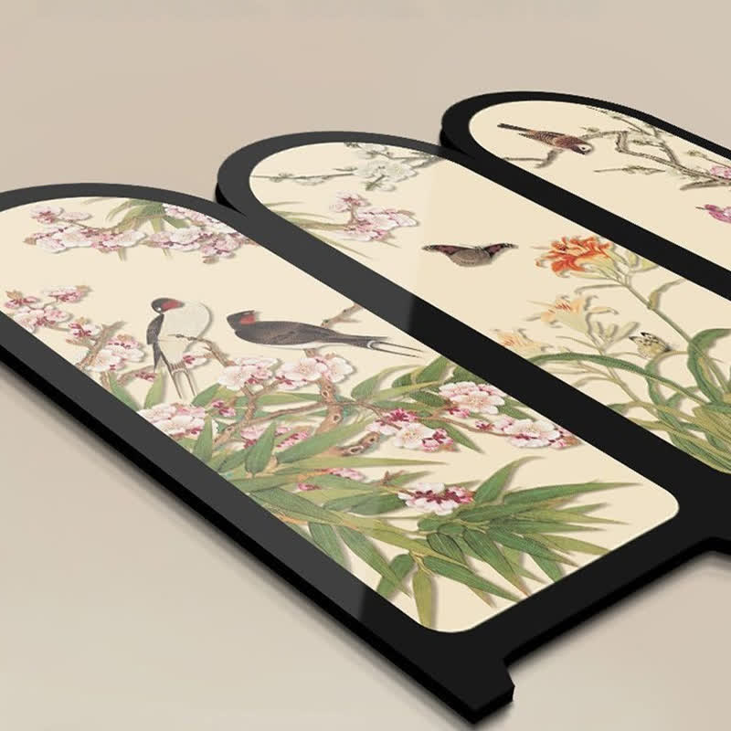 MEELANO Blomsterfuglefoldeskærm skrivebordsmaleri