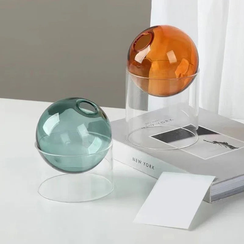 MEELANO Boll Hydroponisk Vase – Minimalistisk Borosilikatglas til Friske & Tørrede Blomster