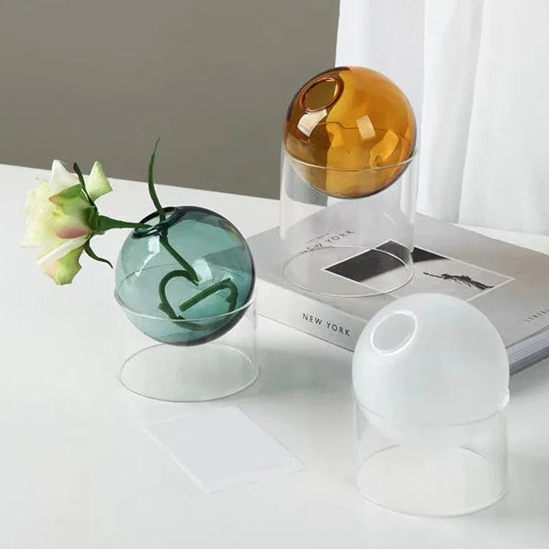 MEELANO Boll Hydroponisk Vase – Minimalistisk Borosilikatglas til Friske & Tørrede Blomster