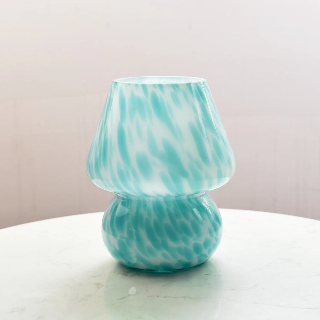 MEELANO Bordlampe Glas Paddestol Moderne Design 19cm Grøn