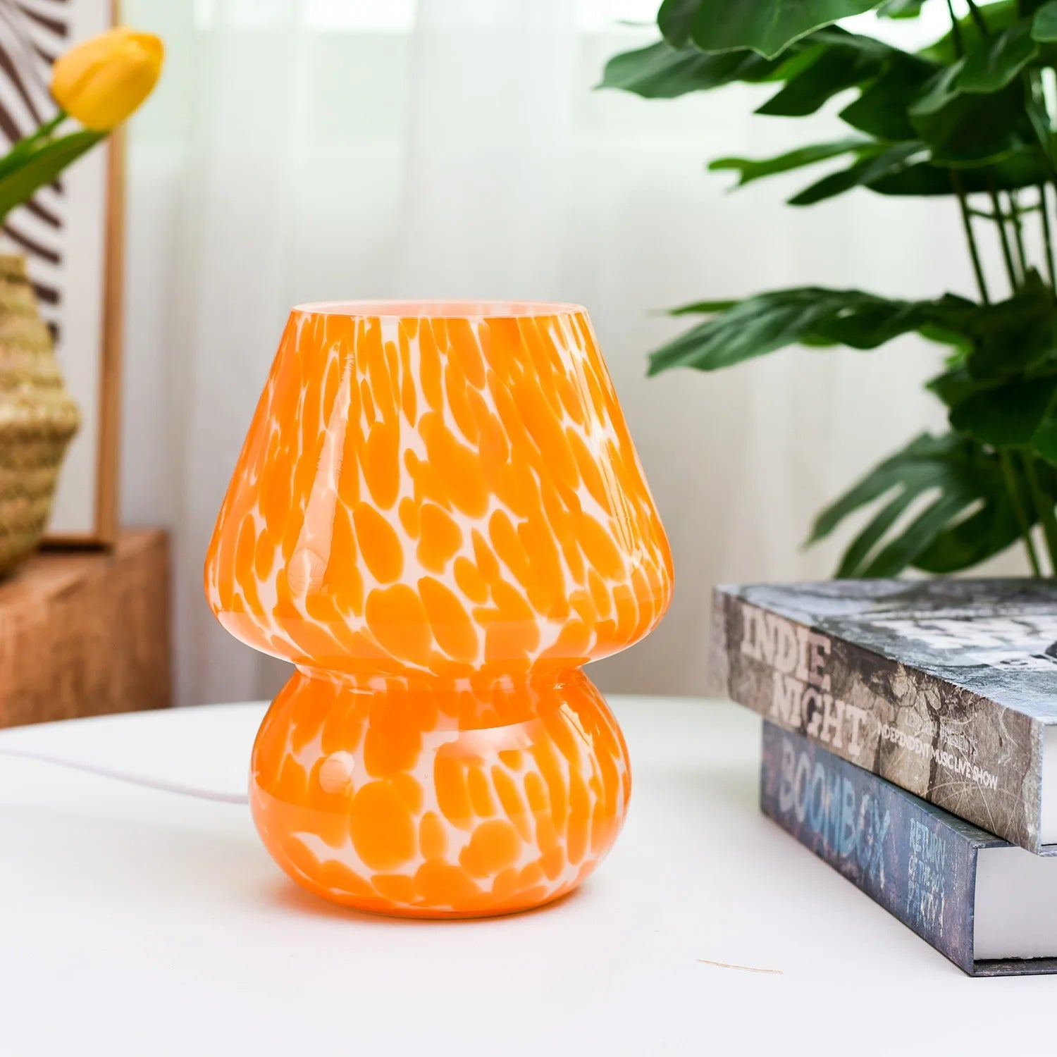 MEELANO Bordlampe Glas Paddestol Moderne Design 19cm