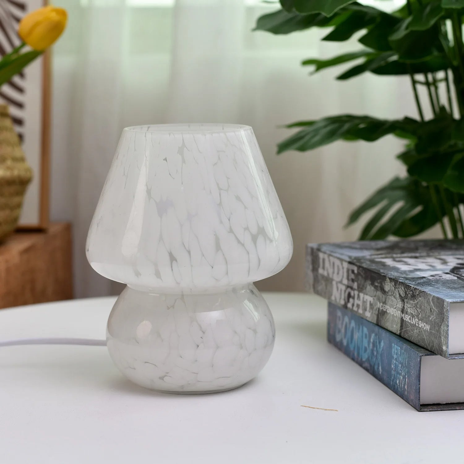 MEELANO Bordlampe Glas Paddestol Moderne Design 19cm