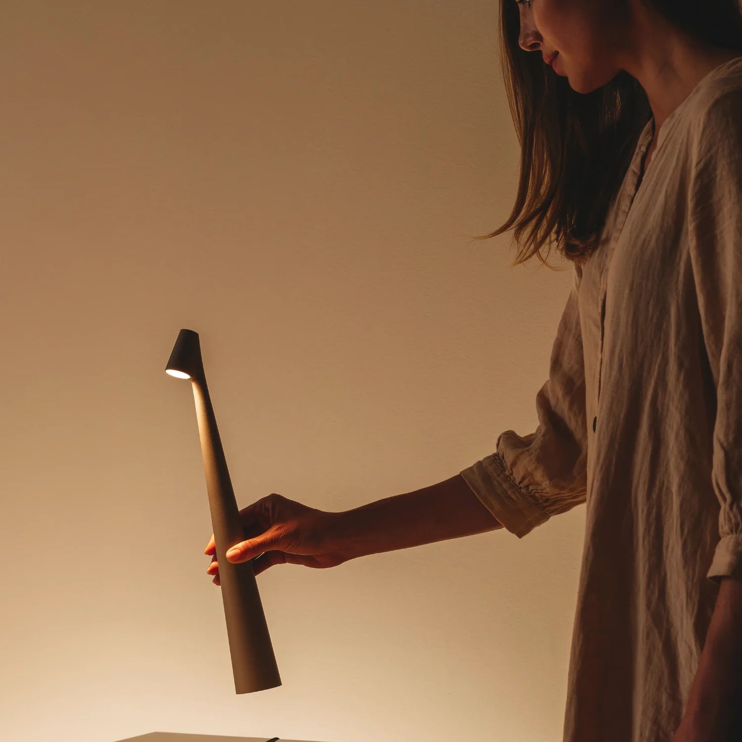 MEELANO Bordlampe Uden Ledning Aluminium Minimalistisk Design