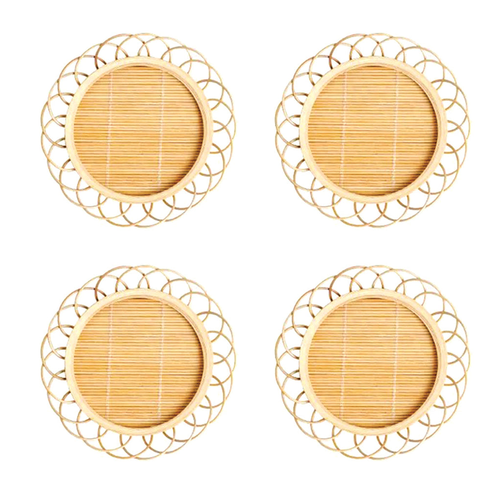 MEELANO Bordskåner Sæt 100% Naturlig Bambus 4 Stk Lagdelte Sæt af 4