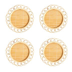 MEELANO Bordskåner Sæt 100% Naturlig Bambus 4 Stk Lagdelte Sæt af 4