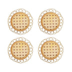 MEELANO Bordskåner Sæt 100% Naturlig Bambus 4 Stk Stort Rattan Sæt af 4