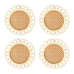 MEELANO Bordskåner Sæt 100% Naturlig Bambus 4 Stk Kryds-skravering Sæt af 4